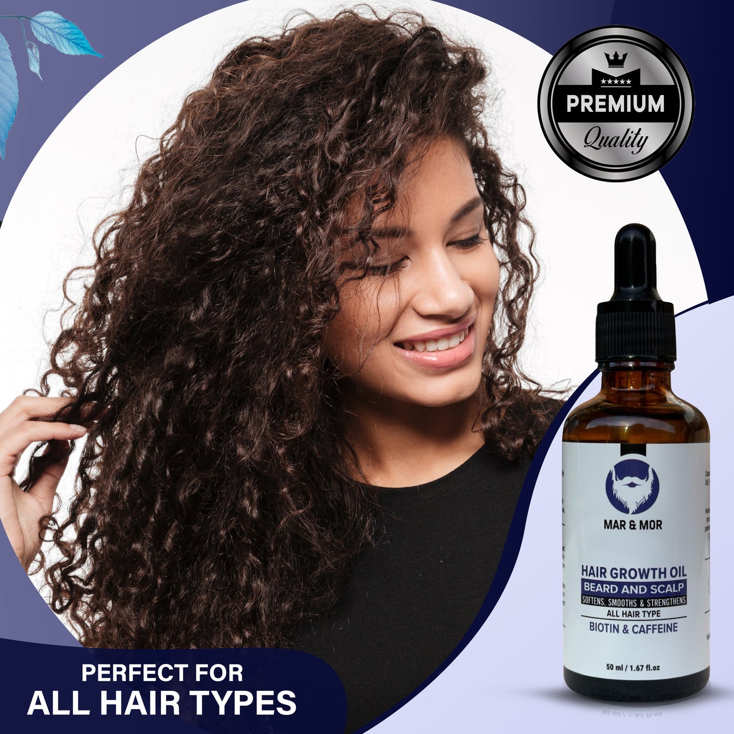 Mar&Mor - Hair Growth Oil - Biotin & Caffeine - 100% Natural - Jojoba Oil & Castor Oil & Rosemary Oil | UNIQUE Canadian Hair Care |