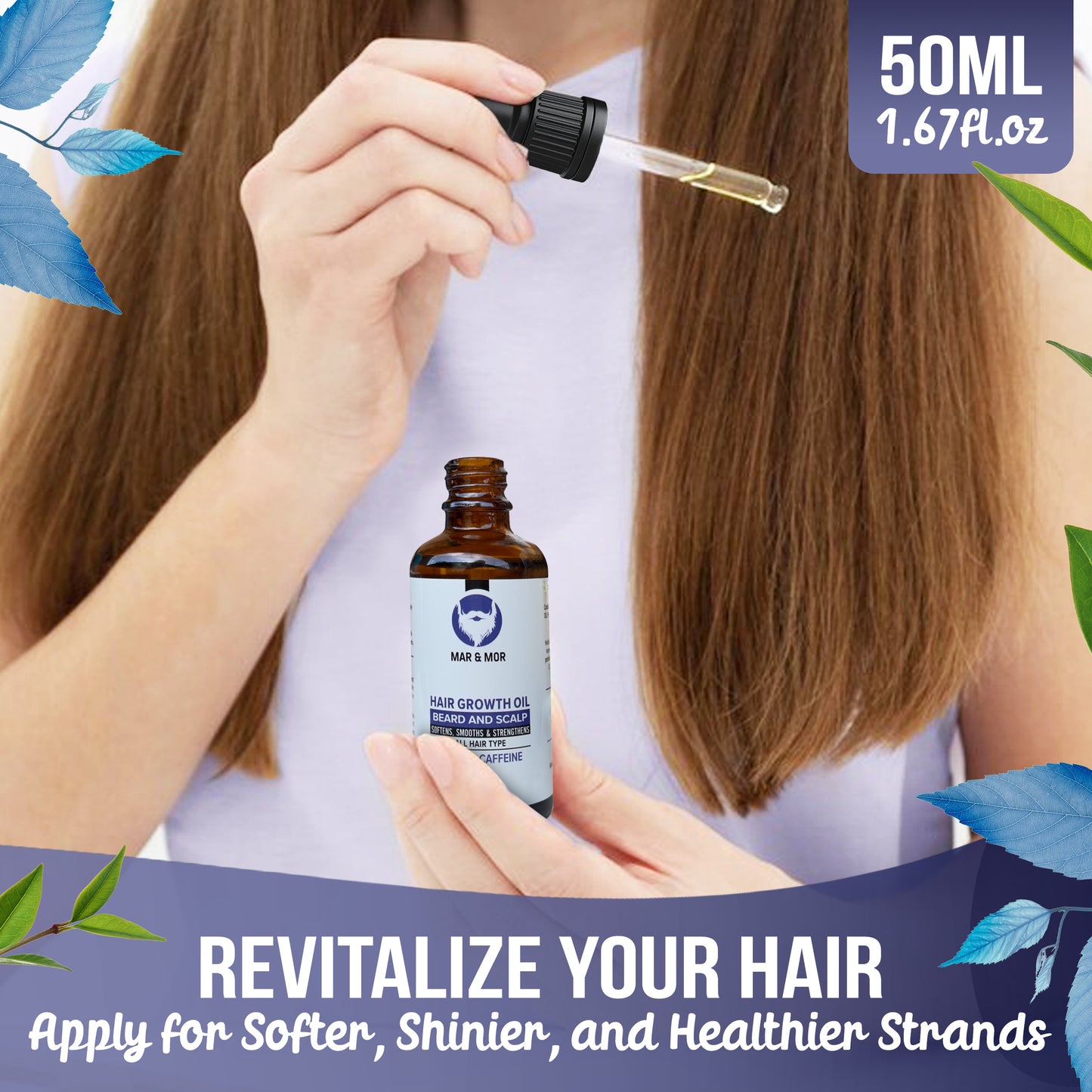 Mar&Mor - Hair Growth Oil - Biotin & Caffeine - 100% Natural - Jojoba Oil & Castor Oil & Rosemary Oil | UNIQUE Canadian Hair Care |