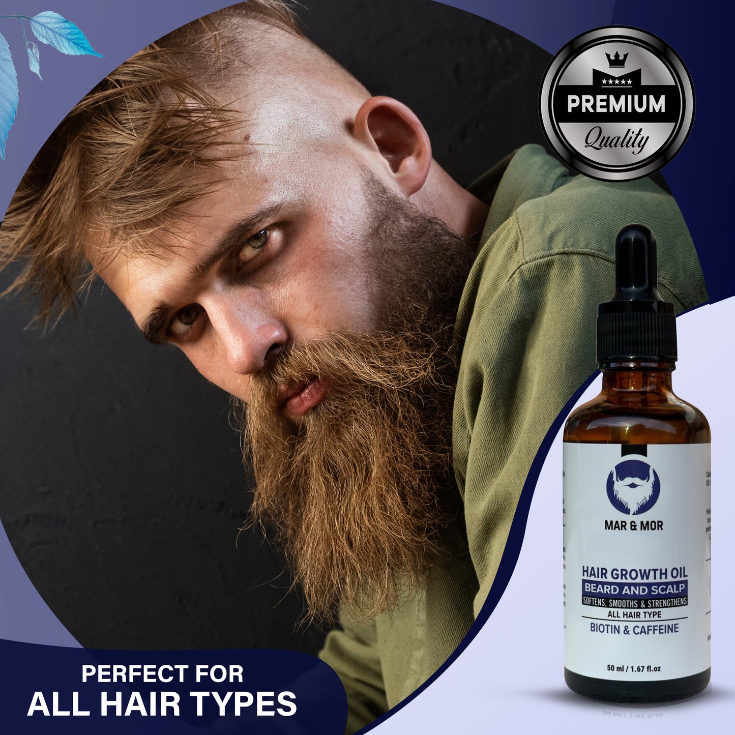 Mar&Mor - Hair Growth Oil - Biotin & Caffeine - 100% Natural - Jojoba Oil & Castor Oil & Rosemary Oil | UNIQUE Canadian Hair Care |